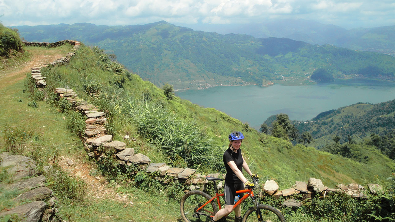 Around the Fewa Lake mountain biking in Pokhara