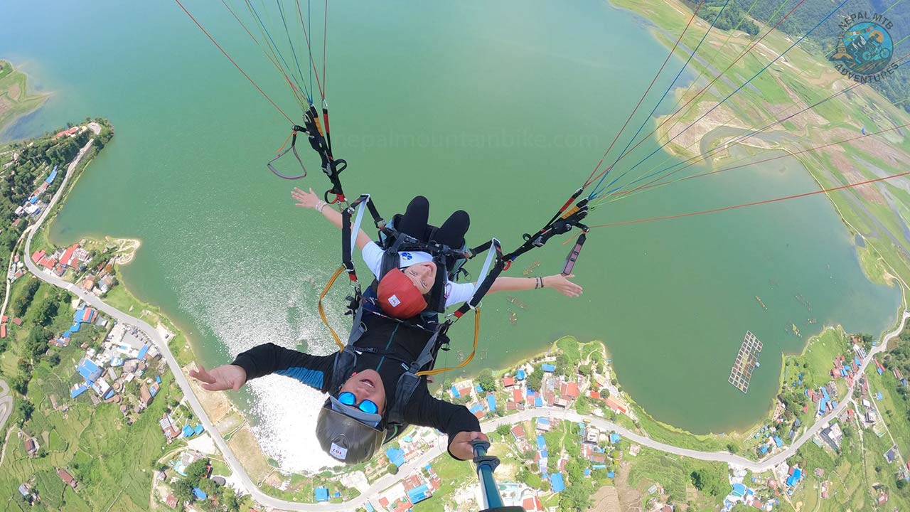 Paragliding in Pokhara, Nepal.