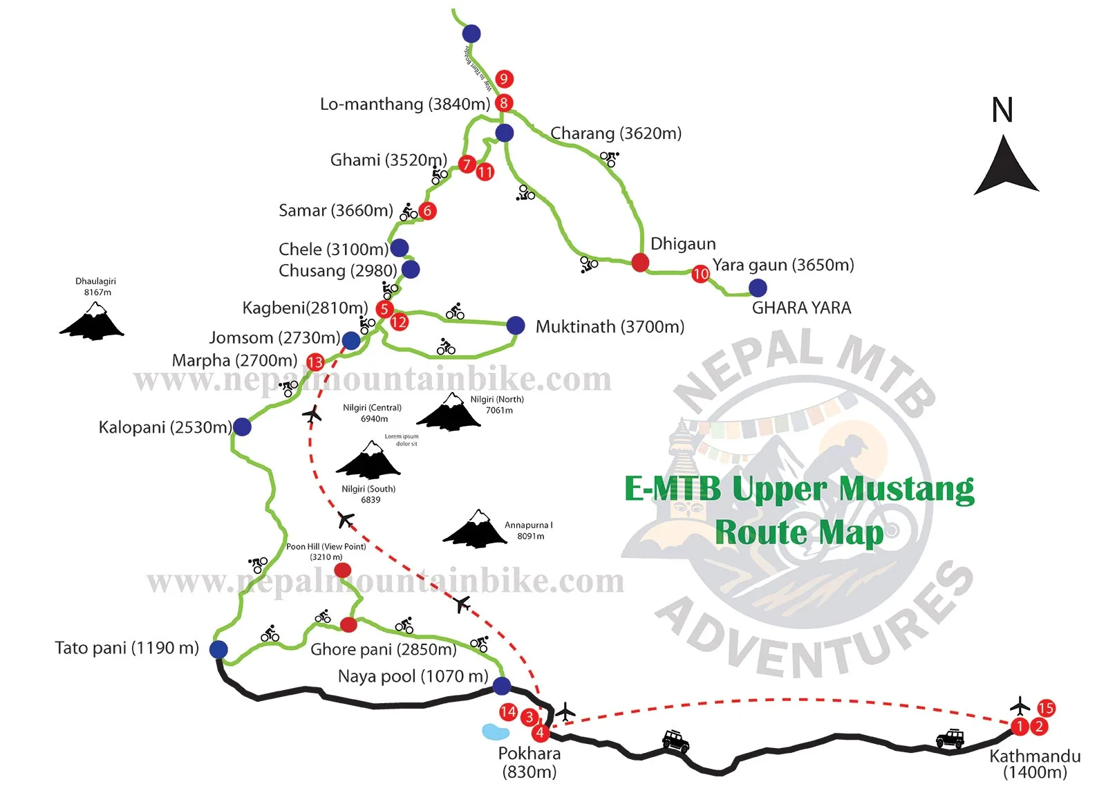 Upper Mustang MTB Trail Map.
