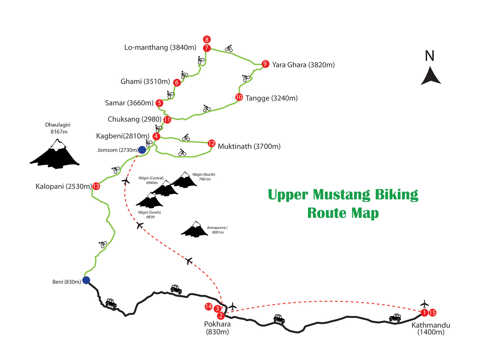 Upper Mustang mountain bike trail map.