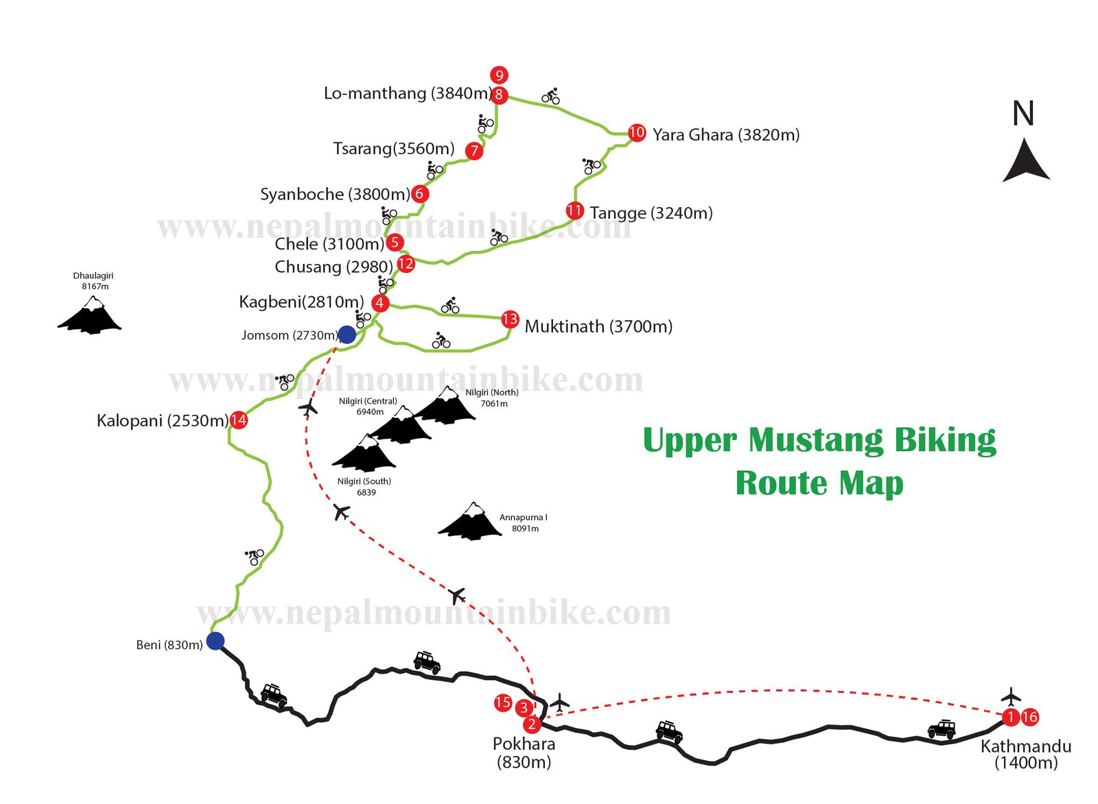 Upper Mustang mountain bike trail map. 